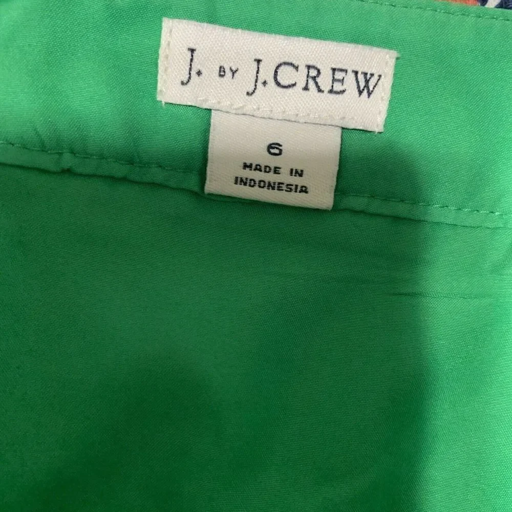 j crew womens green white floral pencil skirt 6 small